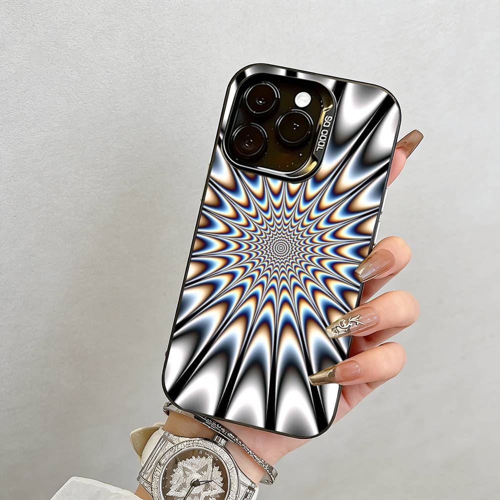dizziness Phone Case For iPhone 17,16,15,14,13,12,11 Plus,Pro Max,XS,Colored Silver Plated Inside Cover