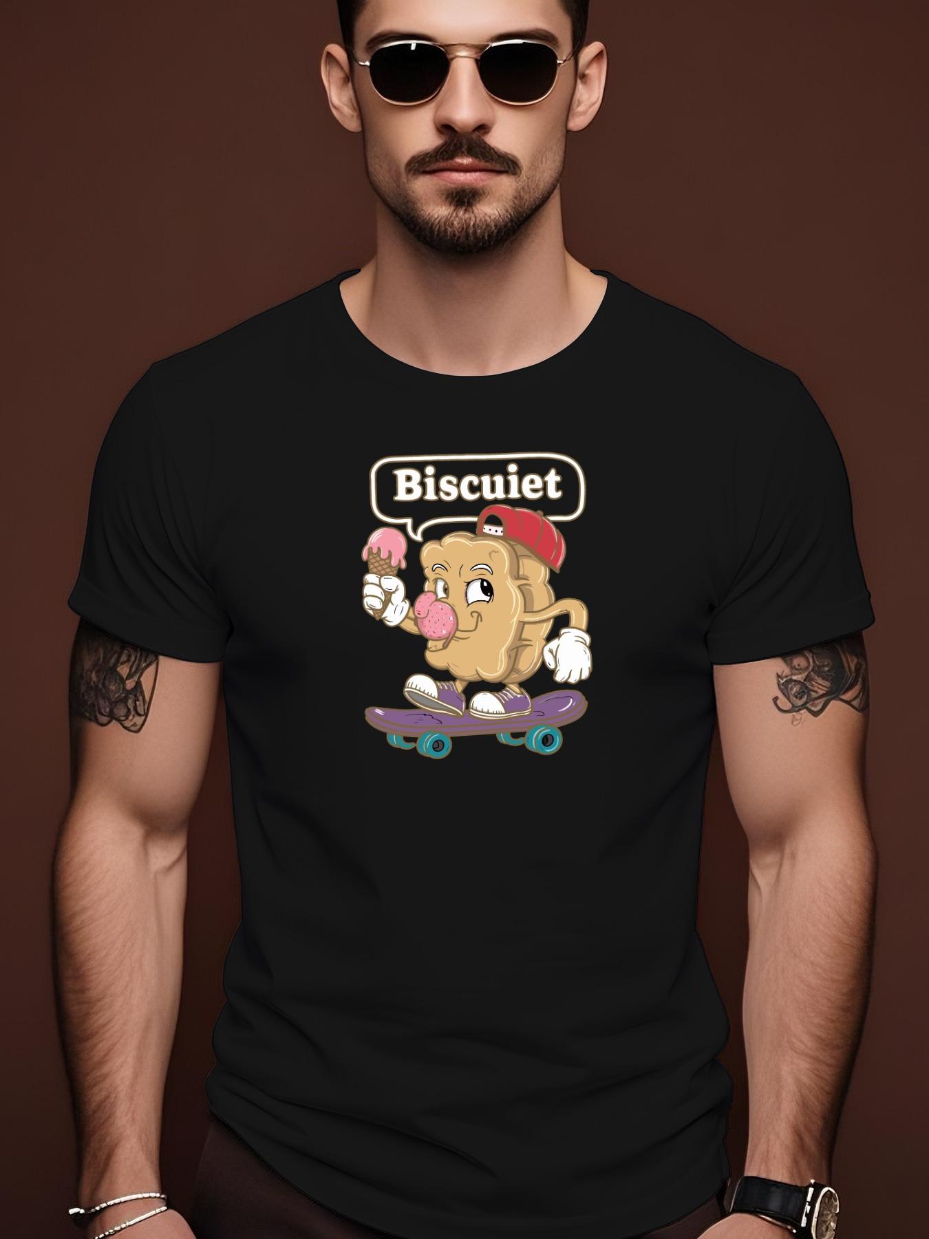 Light Grey Casual Short Sleeve Tshirt with Playful Skateb... XXL
