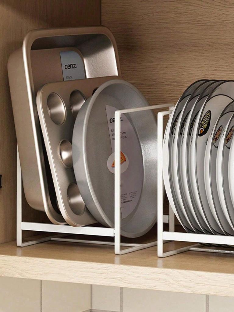 1/2pcs Iron Dish Storage Holder, Minimalist Black Dish Rack For Kitchen, Dish Stand Holder, Multifunctional Kitchen Storage Shelf For Dish, Pan, Bowls