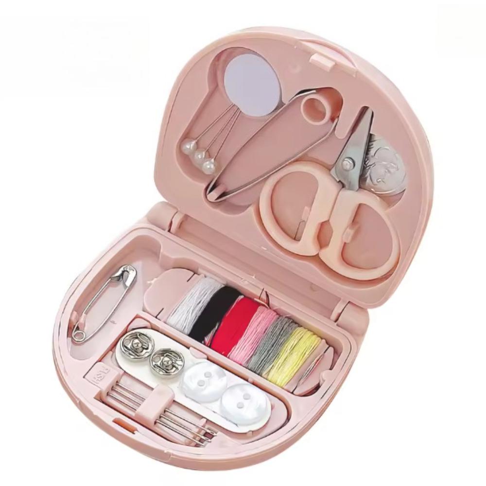 

Mini portable compact sewing set, including mini scissors, buttons, and thread - durable travel sewing box suitable for quick re 1PC розовый