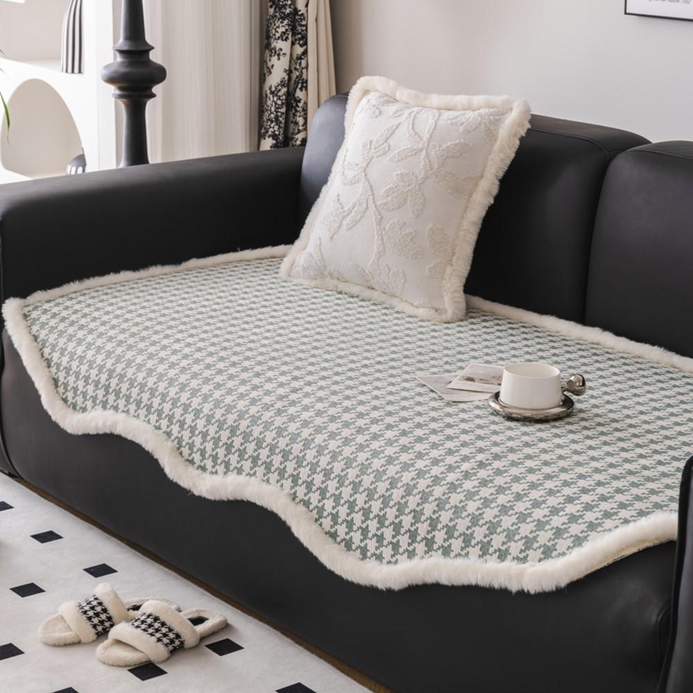 Vintage Irregularity Houndstooth Sofa Covers Plush Sectional Couch Non Slip Sofa Slipcover Furniture Protec Cushion Carpet