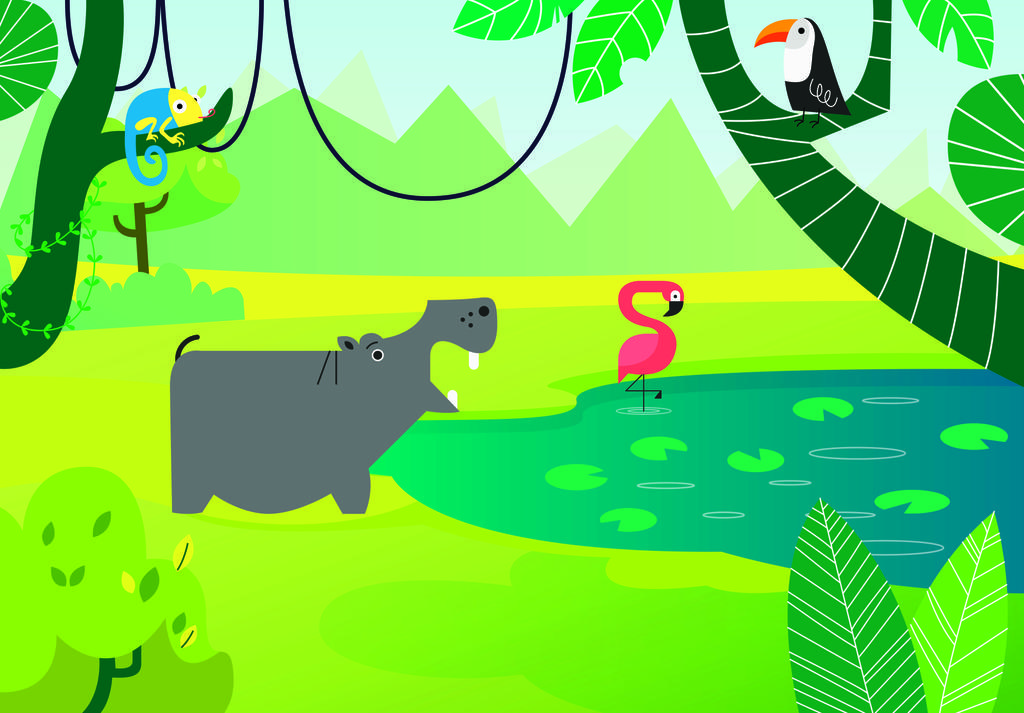 Photomural At The Watering Hole Iq-1360 Self-Adhesive Mural 180x120