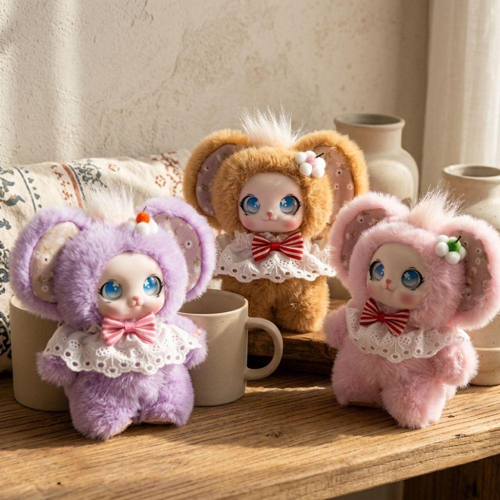 Bowknot‘ Fluffy Bunny Bag Charm Big Ear Rabbit Hanging Ornament Birthday Gift