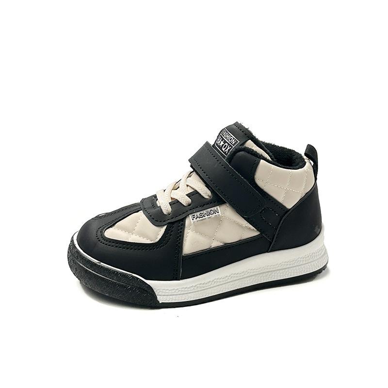 

Модная универсальная спортивная обувь для девочек, бархатные теплые и удобные спортивные кроссовки с высоким верхом, кроссовки на липучке для бега с дизайнерским акцентом Size 31 19.3