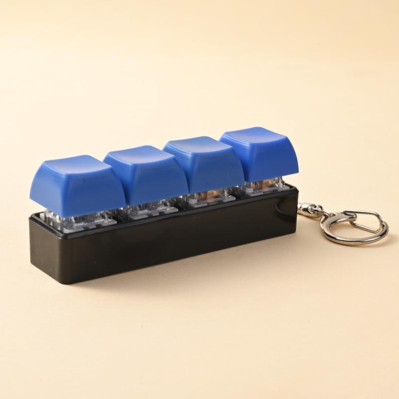 

4 Keys Button Keycap Stress Relief Adult Fidget Toy Keychain 4 Keys Keyboard Fidget Gadgets Toys DIY Keyboard Keychain Toys