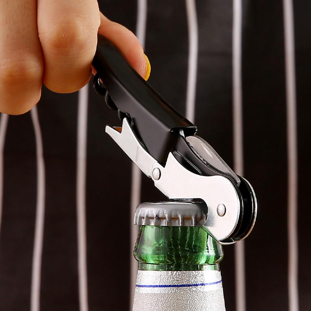 Bottle Opener Multifunctional Seahorse Knife Black Stainless Steel Red Wine Bottle Opener 1pcs Kitchen Restaurant Bar Tools