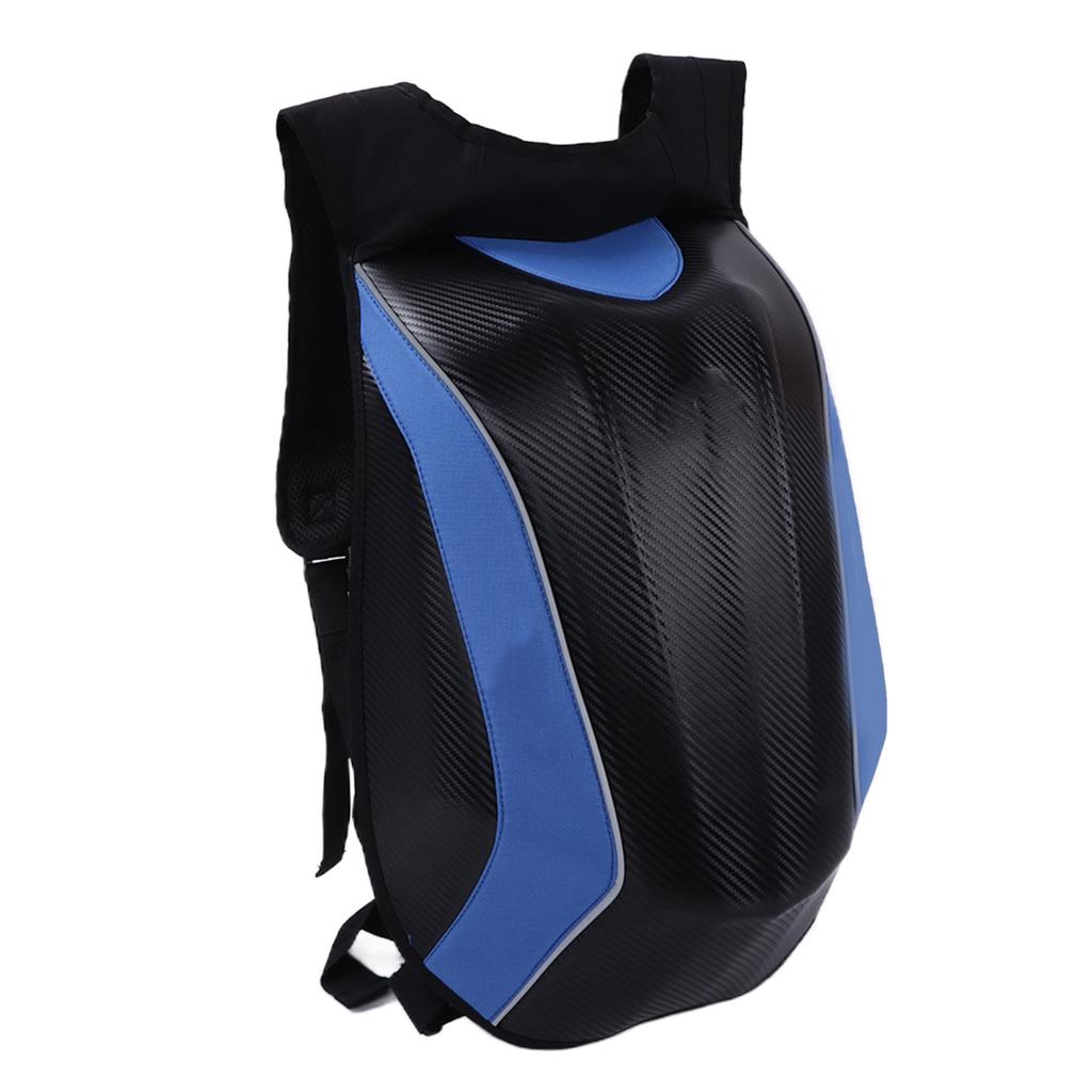 Waterproof Backpack Large Capacity Storage Bag PU Hard Shell with Reflective Strip for Riding Camping Hiking Blue