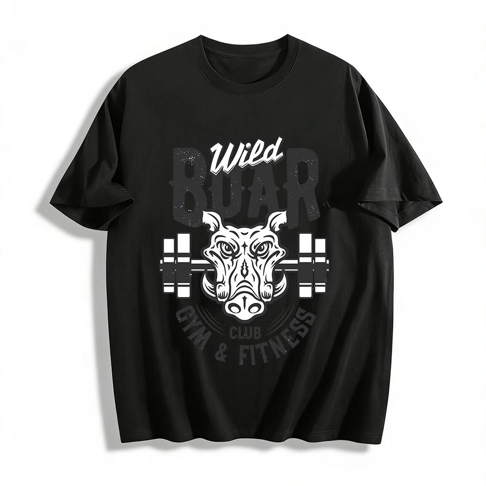 Wild Boar Gym Fitness Graphic Print Casual Workout T-Shirt Pure cotton T-shirt XXS