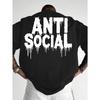 European Sizes Men'S Anti-Social Graphic T-Shirt - a Bold Statement Tee Featuring Distressed White Lettering