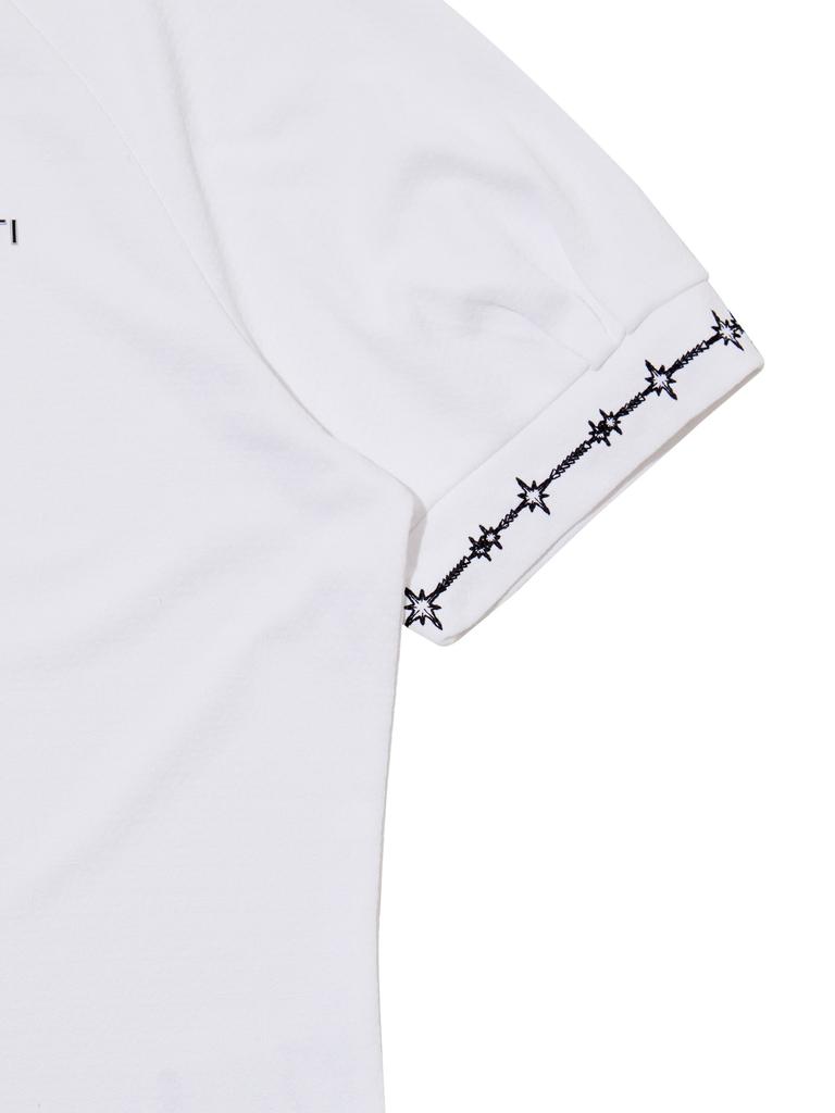 PIRETTI Snowflake Loose Fit Polo Shirt W_White