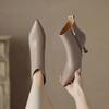 Fashion Elegant Modern Boots Women 2024 Winter Hot Sale Ankle Women's Boots Fashion Sewing Pointed Toe Thin Heels Side Zip Shoes Women