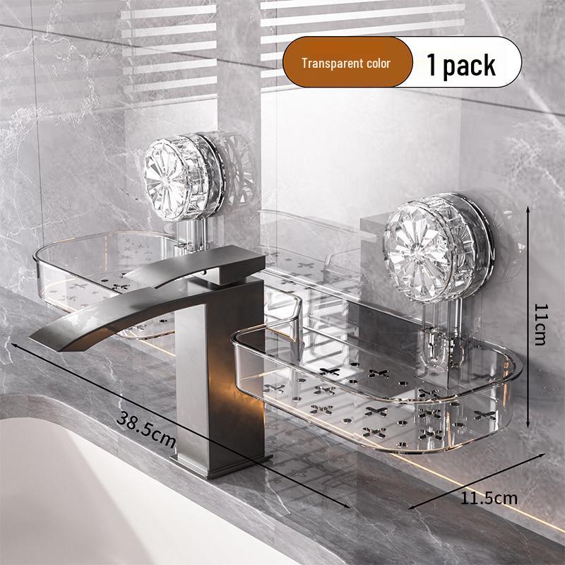 No-Drill Suction Cup Faucet Holder & Wall-Mounted Bathroom Storage Rack