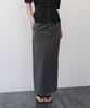 After Glow Wood Detail Drawstring Maxi Skirt_Charcoal
