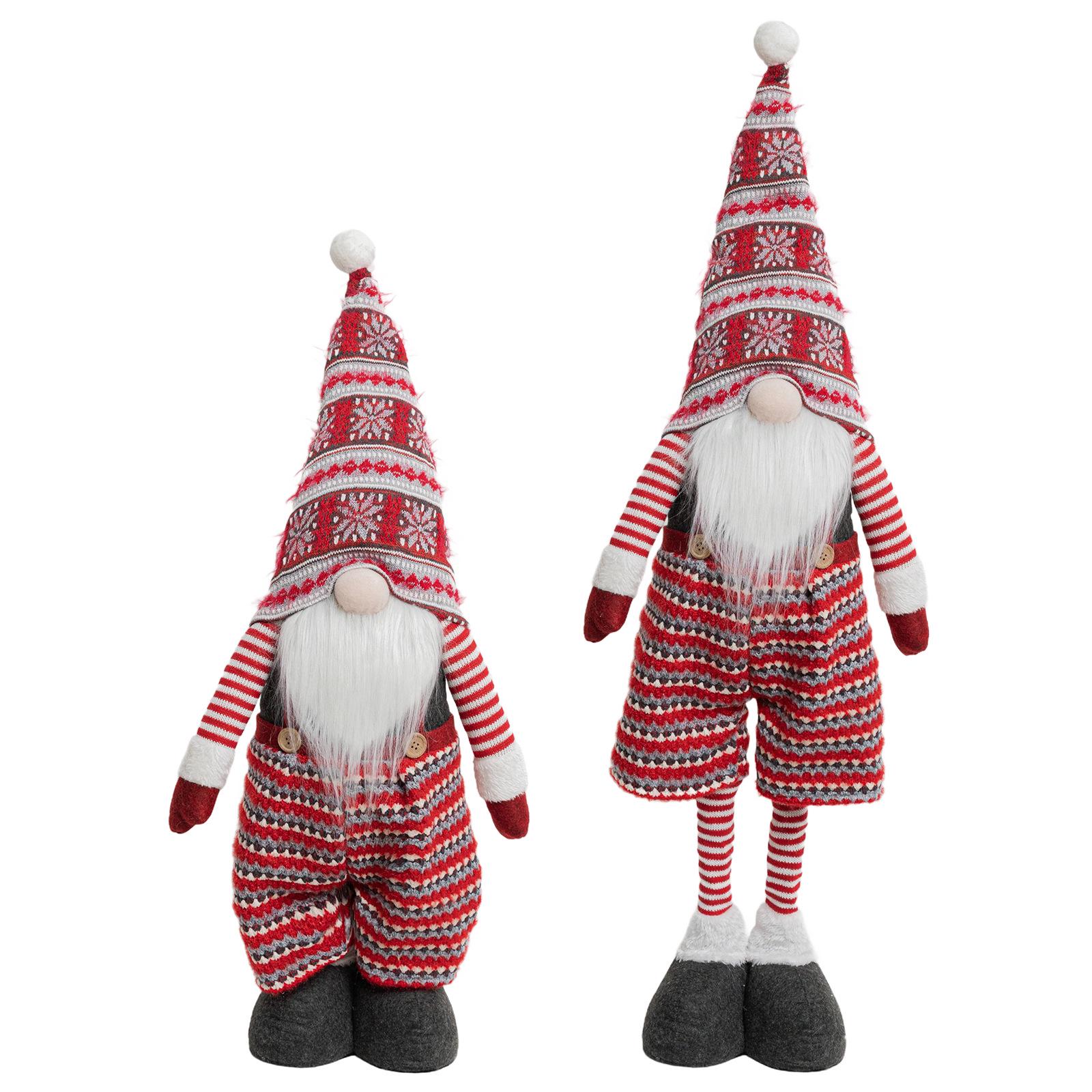 Striped Christmas Gnome Ornament: Faceless Old Man in Standing Pose