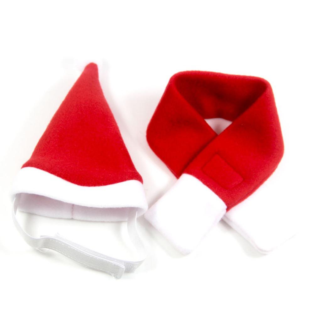 Pet Dog Christmas Scarf Hat Set Soft Santa Cosplay Neck Warmer Red Gift Xmas Pet Costumes Cat Dog Puppy Christmas Clothes