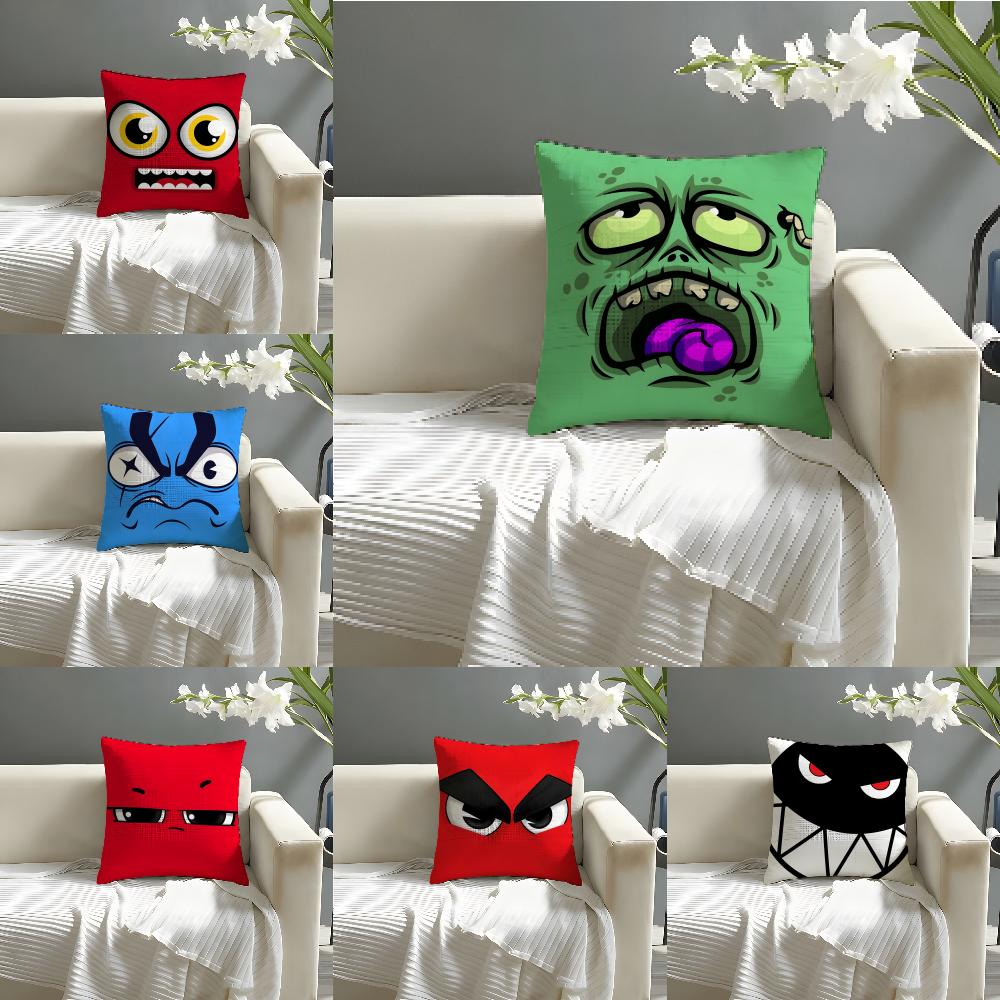 Pillow Case Cotton Linen Fabric Square Zipper Pillowcase Home Decorative Living Room Cartoon Expressions Of Angry Eyes 3