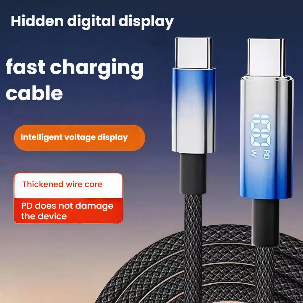 iPYZH Type C Charger Cable 100W PD Fast Charging For iPhone 15 16 17 Galaxy Macbook iPad with Display