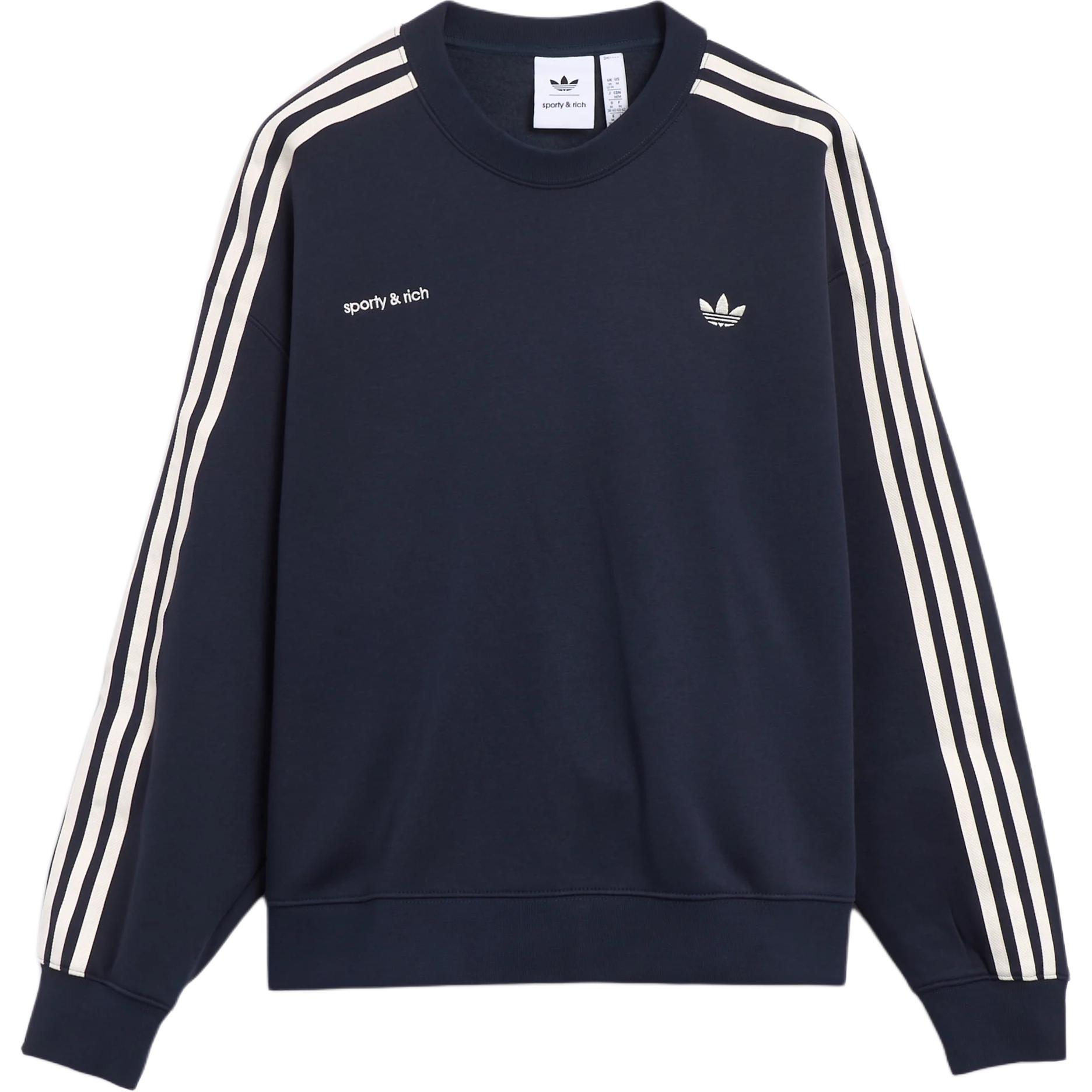 

Adidas Originals X Sporty & Rich Collaboration Модная удобная универсальная полосатая толстовка с длинным рукавом Женская толстовка Фиолетовая JN5331 S