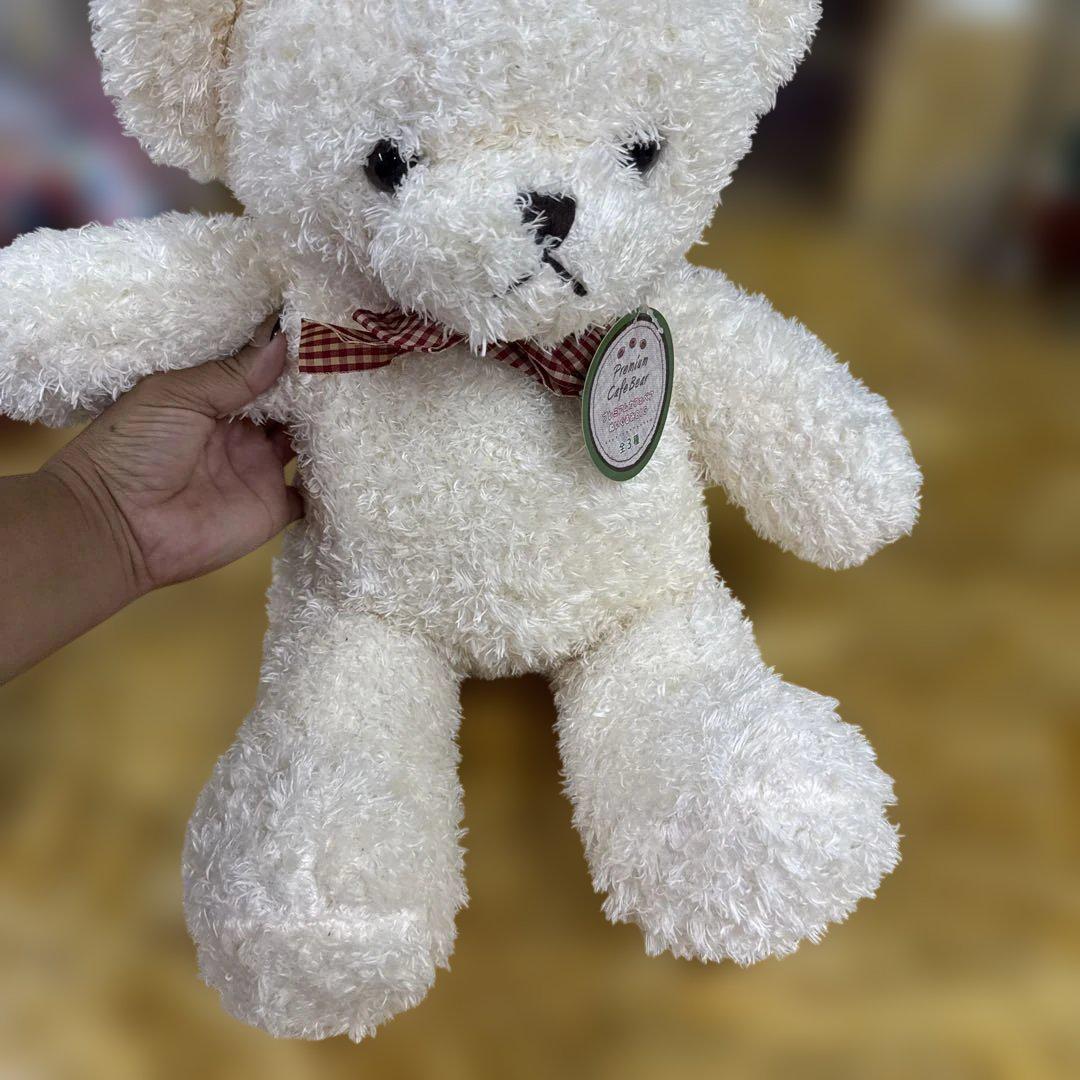 

[USED] White teddy bear with ribbon