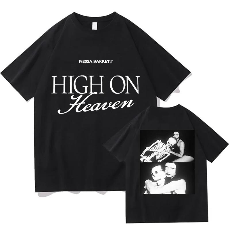

2026 Nessa Barrett High on Heaven T-Shirt Pure Cotton Fashion Casual Hip-hop High Quality Fans Tops Tees Graphic Short Sleeve S чёрный