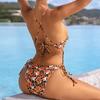 Flowers Printed High Cut Backless Monokini Women Swimwear One Piece Swimsuit Female Padded Floral Bather Bathing Suit Swim