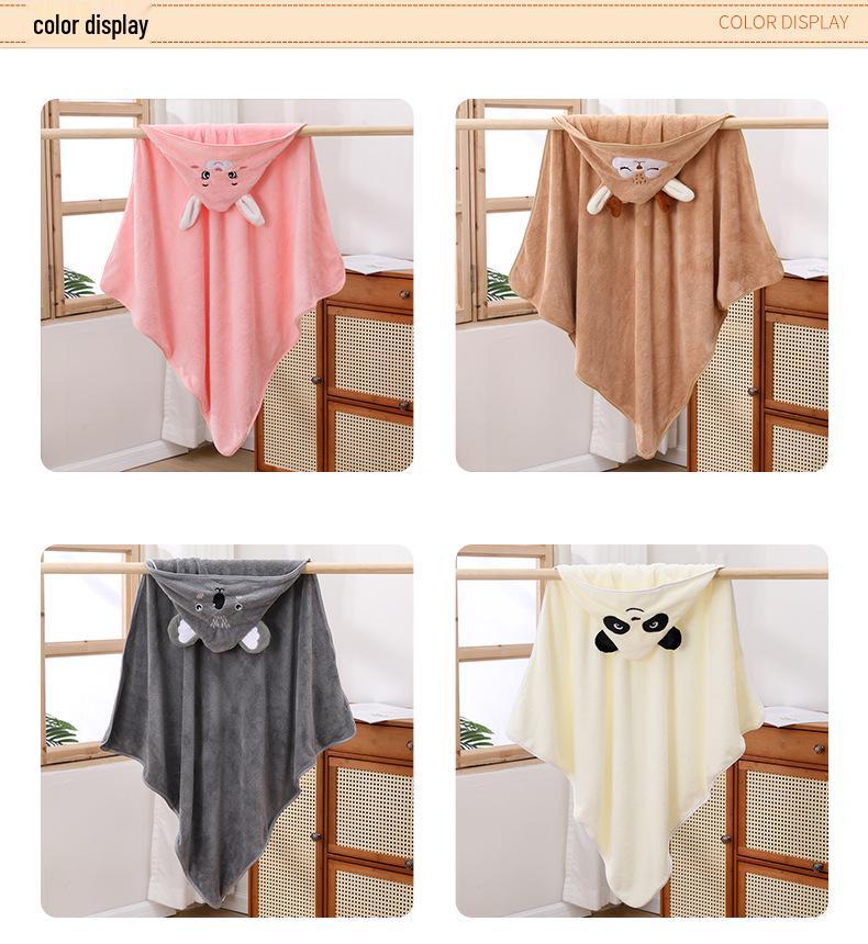 Children's Hooded Bath Poncho: Soft Coral Fleece Towel and Swaddle Blanket