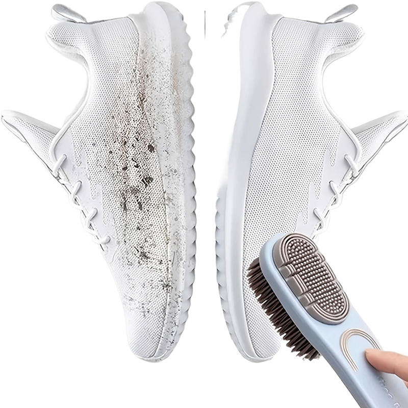 Long Handle Double-sided Shoe Brush Soft Bristle Silicone Head Multifunctional Household Clothes Shoe Cleaning Brush Tool