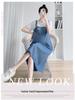 2023 Fashionable Loose Cotton Maternity Spliced Overalls Dress