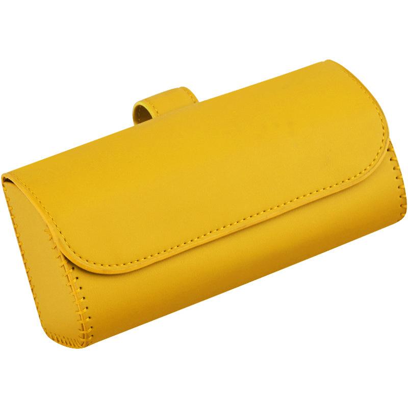 PU Leather Car Visor Sunglasses Case Clip Hanger Magnetic Fastener Sunglasses Holder Eyeglasses Storage Car Interior Accessories