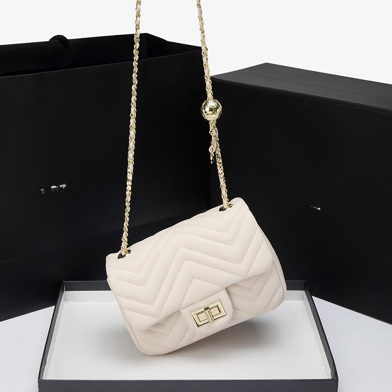 Diamond Lattice Women's Bag Summer Chain Bag Trend Small Gold Plant Fashion Single Shoulder Crossbody Bag Small Square