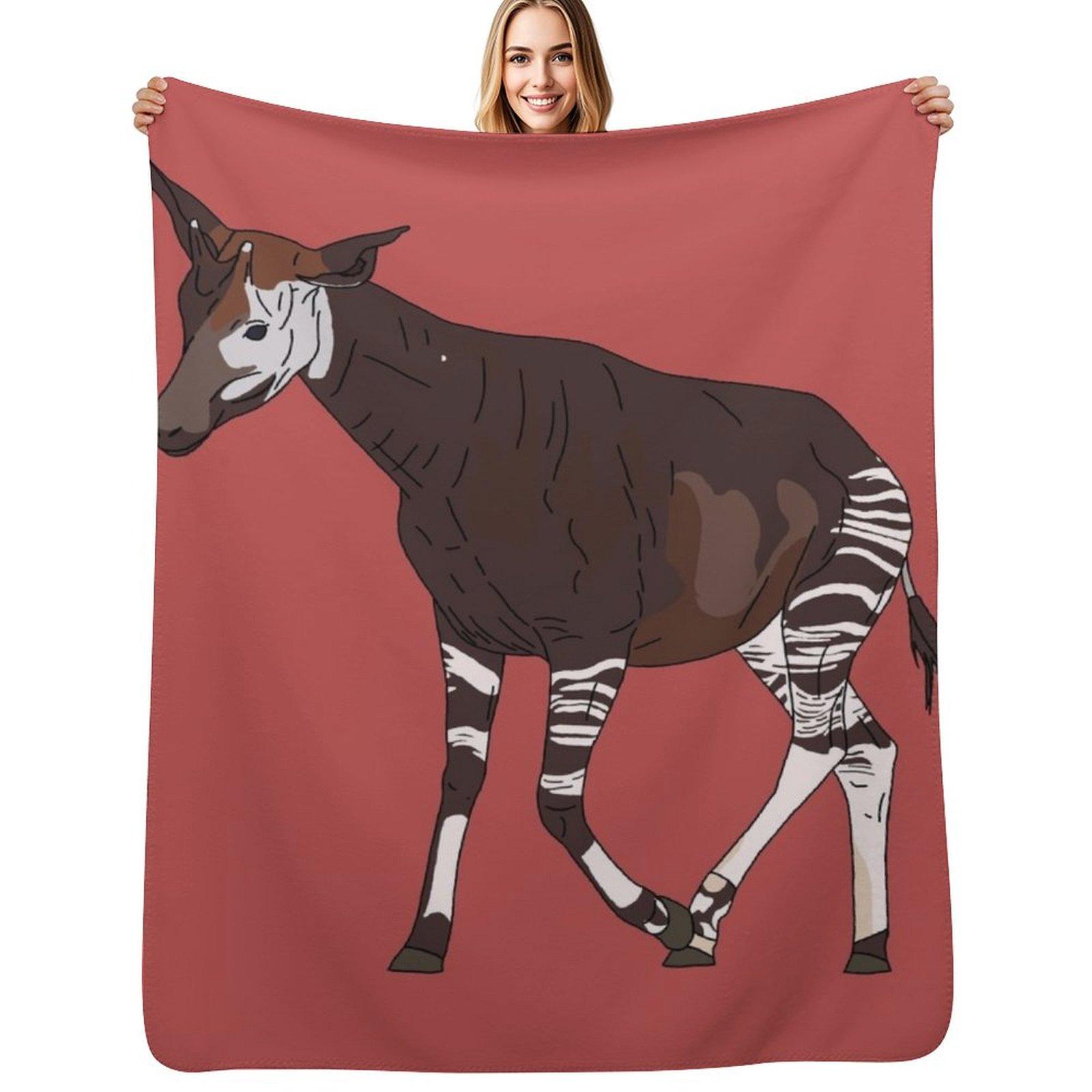 Okapi Throw Blanket Soft Sherpa Fleece Warm Blanket for Winter 75x100cm