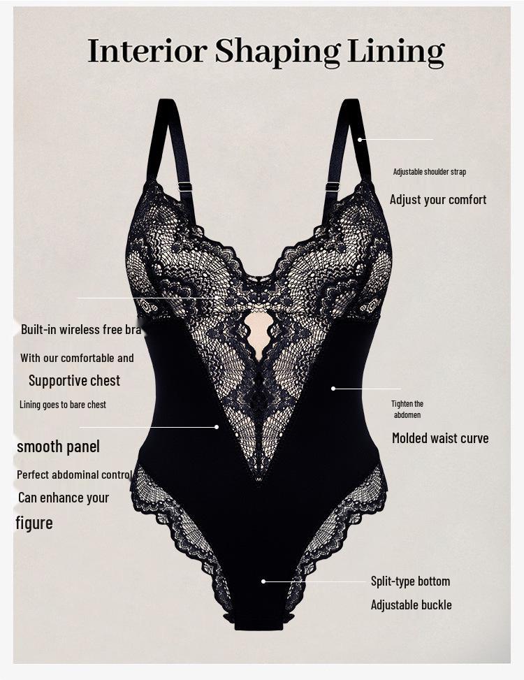 European & American V-neck Lace Body Shaper: Women's Breathable Tummy Control Camisole