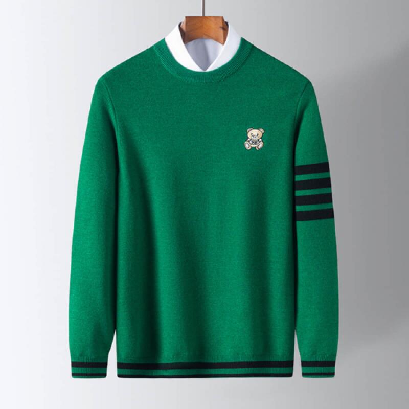 Neue Herren Pullover Stricken Pullover Mode Stickerei O Neck Striped Warm Beiläufige Gestrickte Pullover Pullover Männer Kleidung 2023