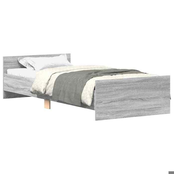 VidaXL Cadre de lit sonoma gris 75x190 cm petit simple bois ingénierie 835951