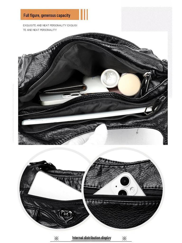 2023 Patchwork PU Crossbody Shoulder Bag for Women - European and American Style, Large Capacity Handbag