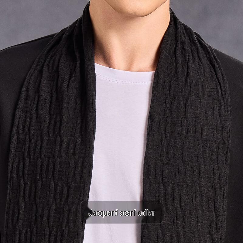 Men's Light Luxury Jacquard Scarf Collar Thin Knit Cardigan Jacket
