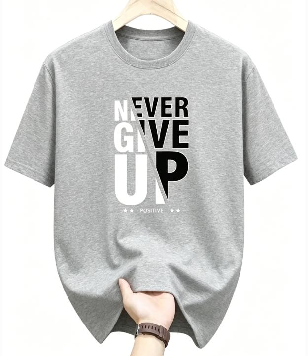 Unisexs Positive Monogram Print TShirt Never Give Up Fashion Letter Graphic Casual ShortSleeved Comfortable Top Goth Tshirts
