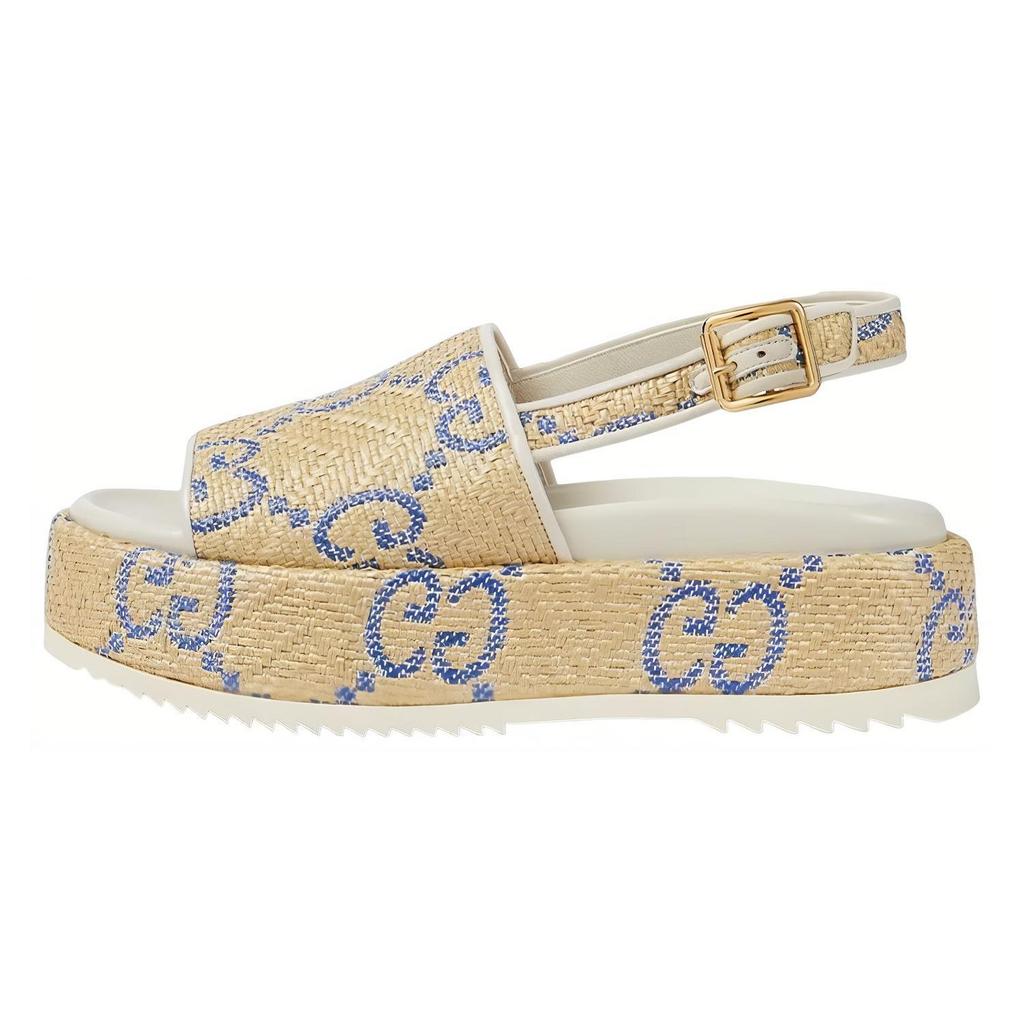 Gucci One Strap Sandals Women's Beige 695078 UWB10 9572