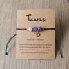 12 Zodiac Signs Woven Paper Card Bracelet for Women Men, Minimalist Natural Stone Handmade Braided Bracelet Jewelry