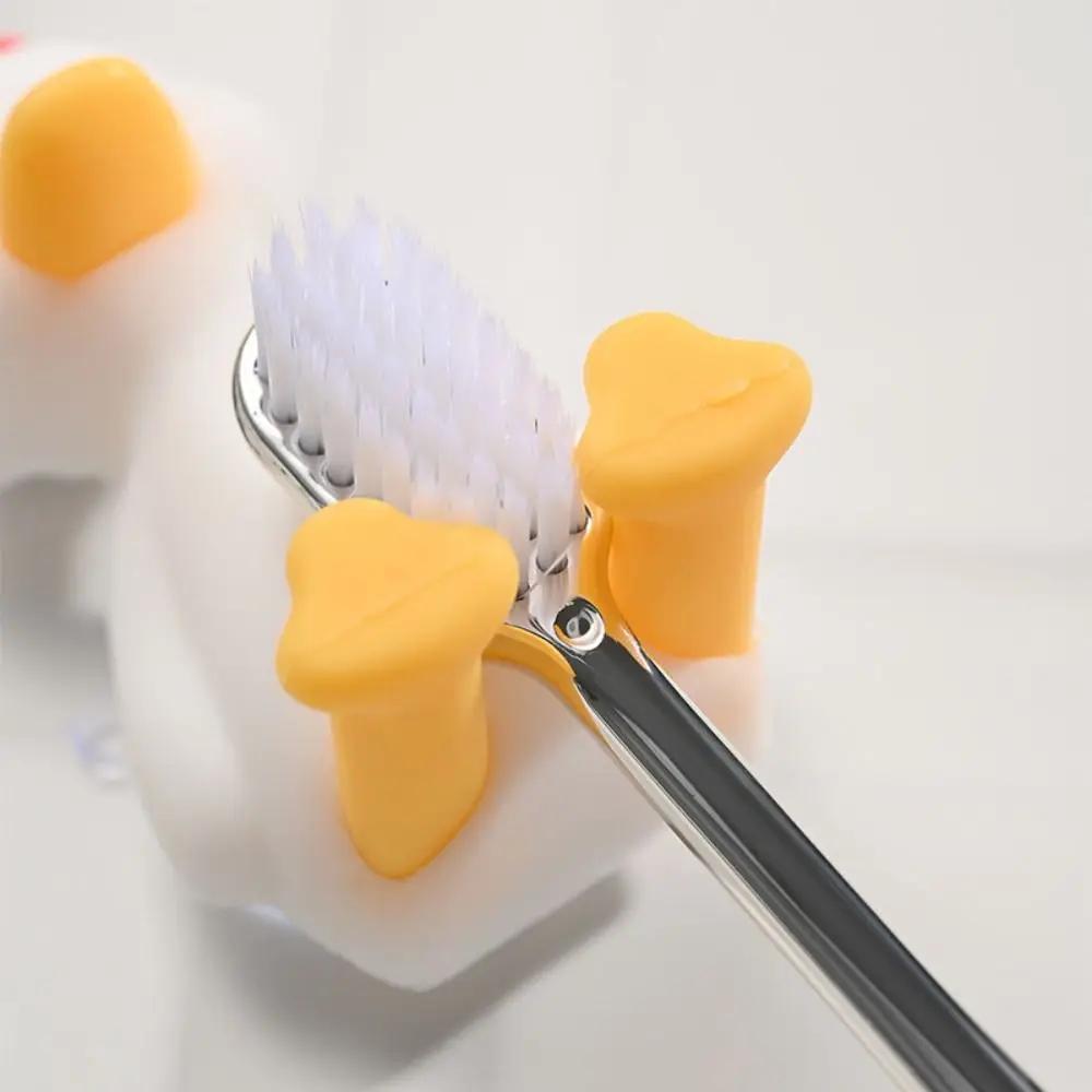 Creativity Silicone Duck Toothbrush Holder 3D Cute Toothbrush Rack Wall-mounted Suction Cup Storage Rack Bathroom Supplies