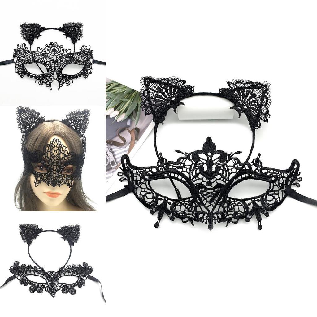 Handgefertigtes Schwarzes Spitzen-Stirnband-Maske Für Halloween Und Kostümveranstaltungen Mit Vielseitigen Styles