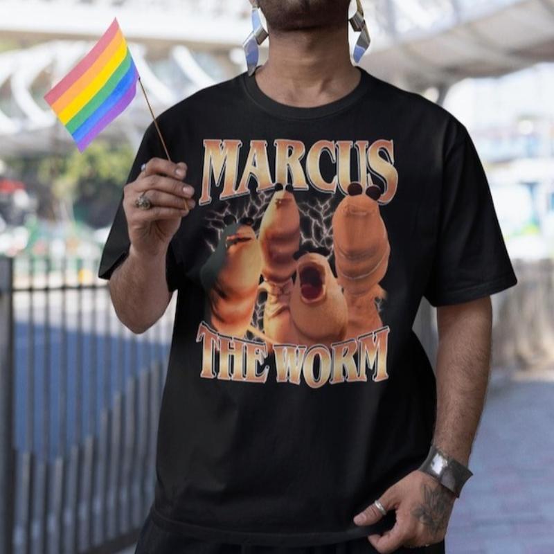 Marcus Der Wurm Bootleg Vintage Weirdcore T-Shirts Merch Lustiges Meme Gehirnfäule Lustig Beleidigend Einzigartig Grafik Kurzarm Oberteile