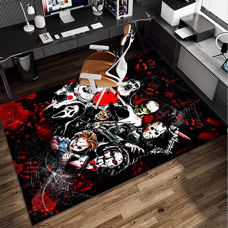Horror Movie Characters Collage Office Rug Chair Mat, Game Carpet, Suitable for Front Door, Bedroom, Living Room, Desk, Holiday Gift