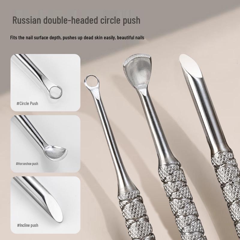 

Russian Double-Headed Slanted Shovel Horse Hoof Fingernail Manicure Tool for Dead Skin Removal Double-Headed Russian Steel Pusher (GJ-30)