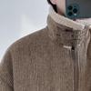 Herren Lammwolle Winterjacke, Samtgefütterter Wollmantel, Retro Amerikanischer Stil, Warme Streetwear Cool Reversjacke.