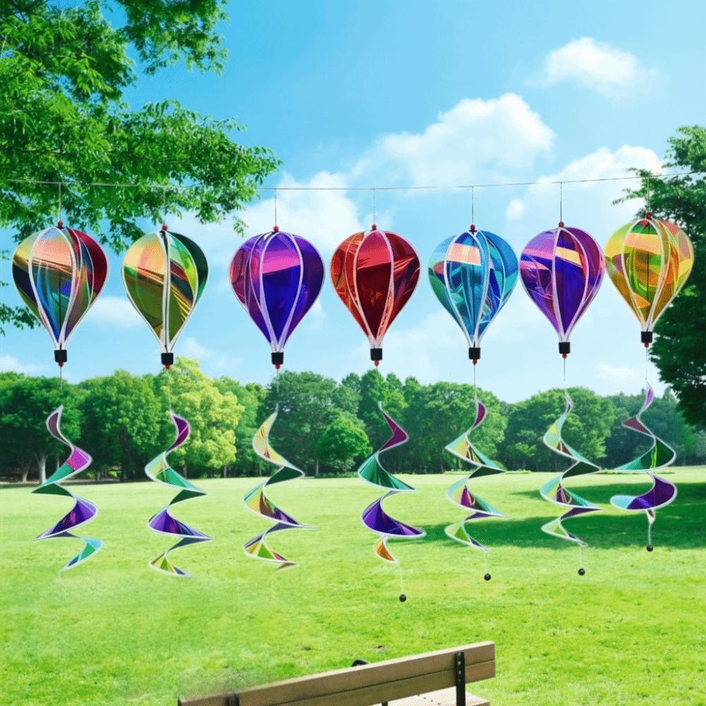 1PC Wind Turning Random Color Hot Air Balloon Rotating Colorful Wind Spinners Rainbow Plastic Material Wind Strips Picnicking