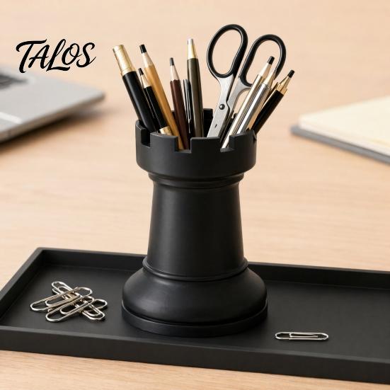 Talos Chess Pen Holder, Makeup Brush Organizer, Minimalist Desk Decor, Multifunctional Organizer for Pens Brushes Dried Flowers, Creative Gift Office
