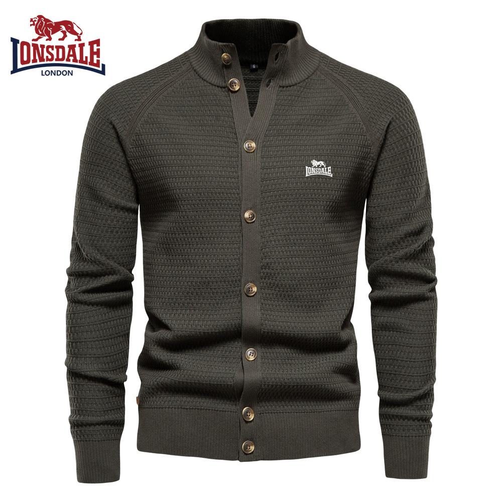 Lonsdale Вышитый осенне-зимний новый тренд однотонный кардиган мужской свитер деловой высококачественный свитер вязаный свитер M 5950₽