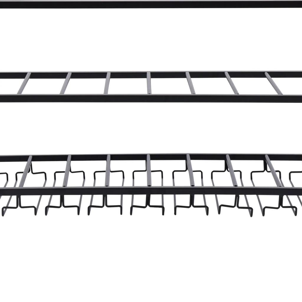 Wall Mount Wine Storage Rack with Glass Holder Steel Shelf 3-Tier Bottle Organizer for Home Bar Decor