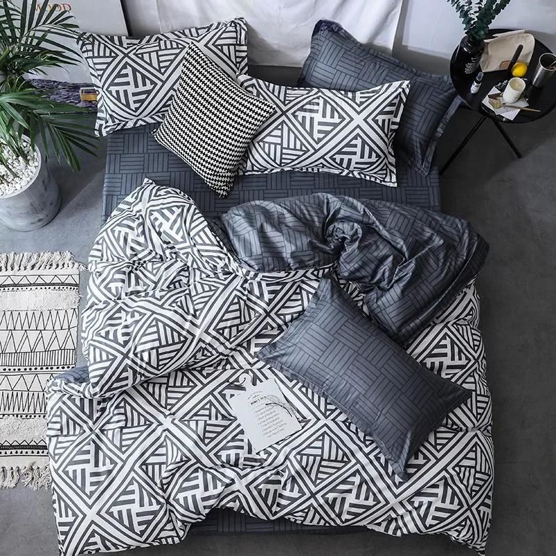 3pcs Couple Duvet Cover with Pillow Case Nordic Comforter Bedding Set Quilt Cover Queen/King Double or Single Bed
